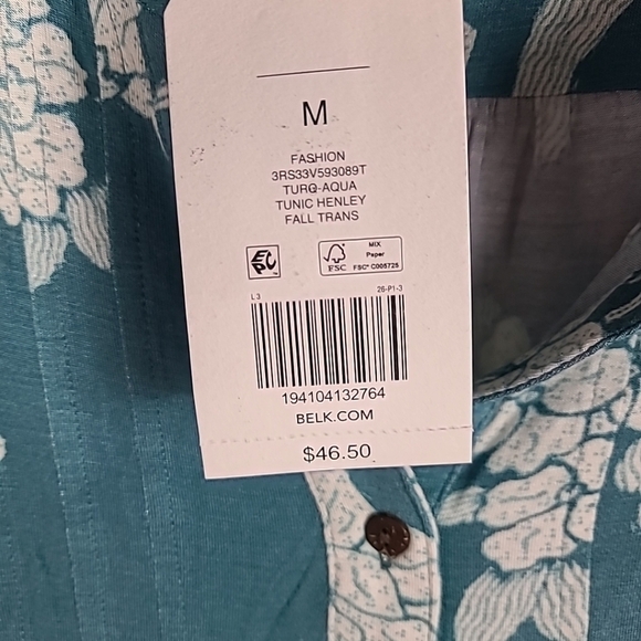 NEW WONDERLY Blue Floral Popover Tunic Top Sz M NWT $46 - Picture 3 of 7